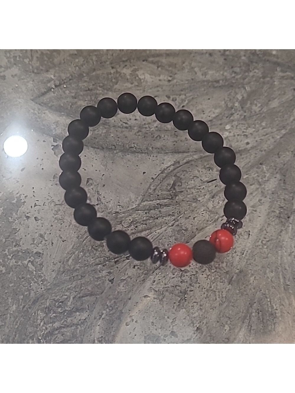 Red coral black obsidian bracelet Eco style evil eye coral bracelet